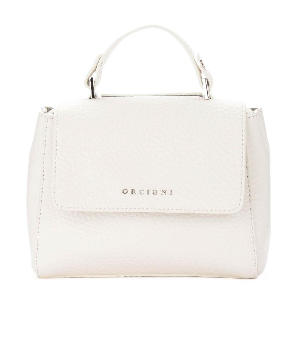 Orciani Small Boxy Logo Shoulder Bag In White
