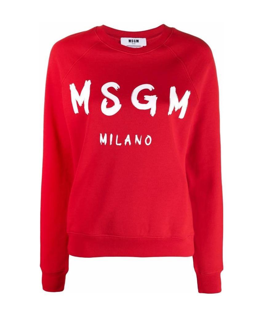 Msgm Logo-print Crew Neck Sweatshirt In Blue