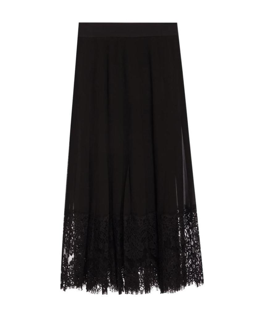 Dolce & Gabbana Flared Lace-hem Skirt In Black