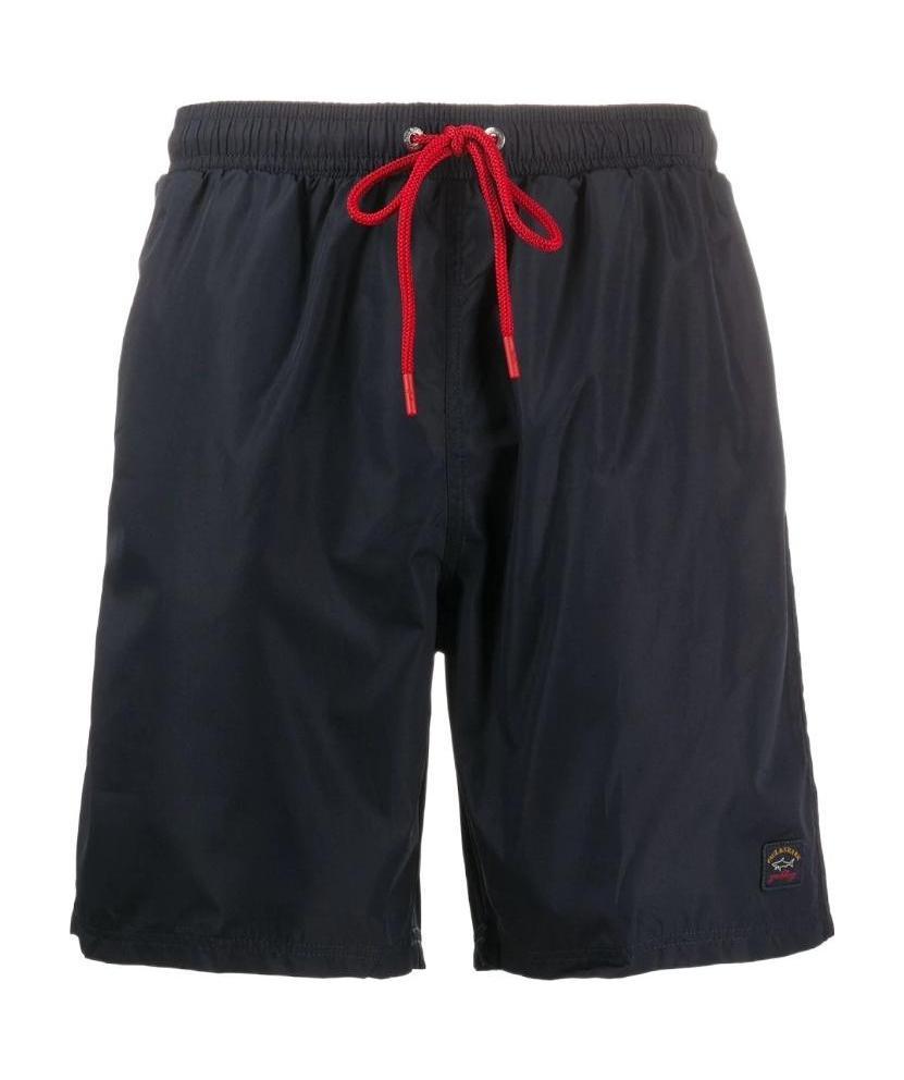 Paul & Shark Logo-patch Drawstring Swim Shorts In Black