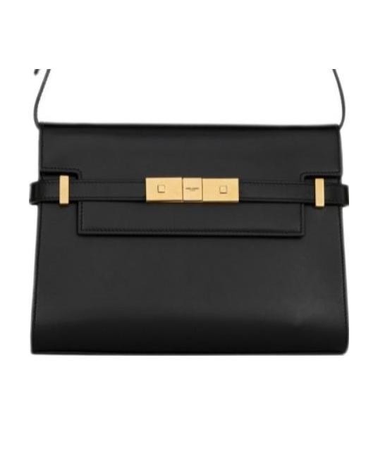 Saint Laurent Manhattan Small Shoulder Bag In Smooth Leather In Black