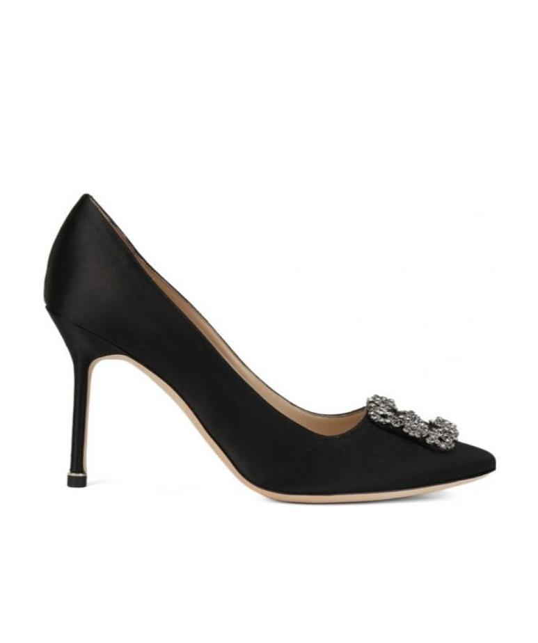 Manolo Blahnik Hangisi Embellished Pointed Toe Pumps In Black