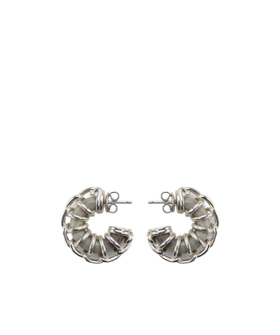 Bottega Veneta Weave Earrings In Gray