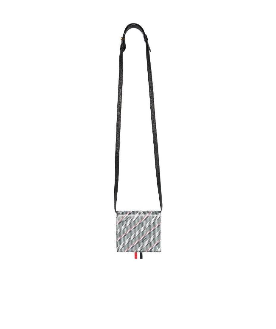 Thom Browne Striped Rwb Wallet In Gray