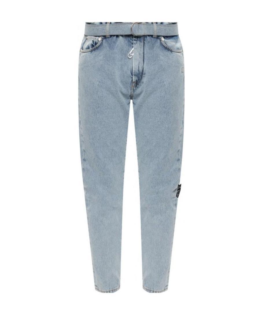 Off-white Bleached-effect Slim-fit Jeans In Gray