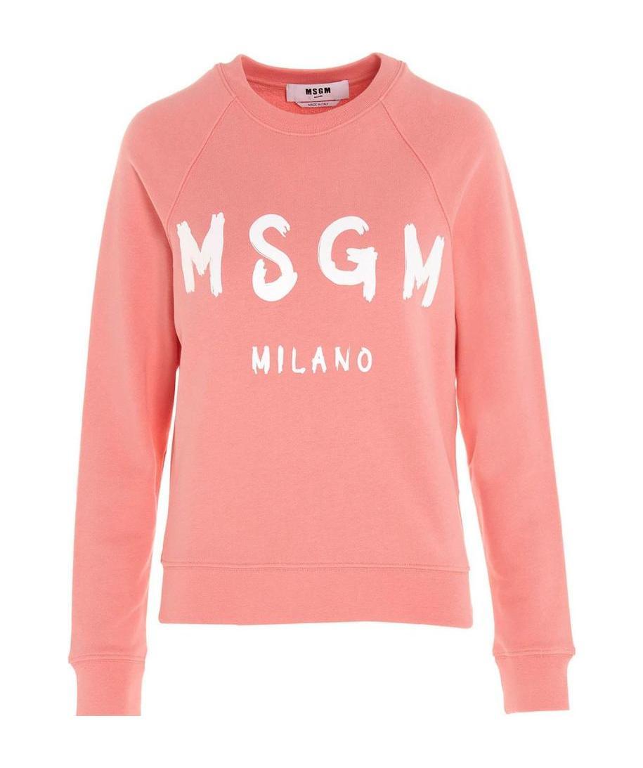 Msgm Logo Printed Sweater In Pink
