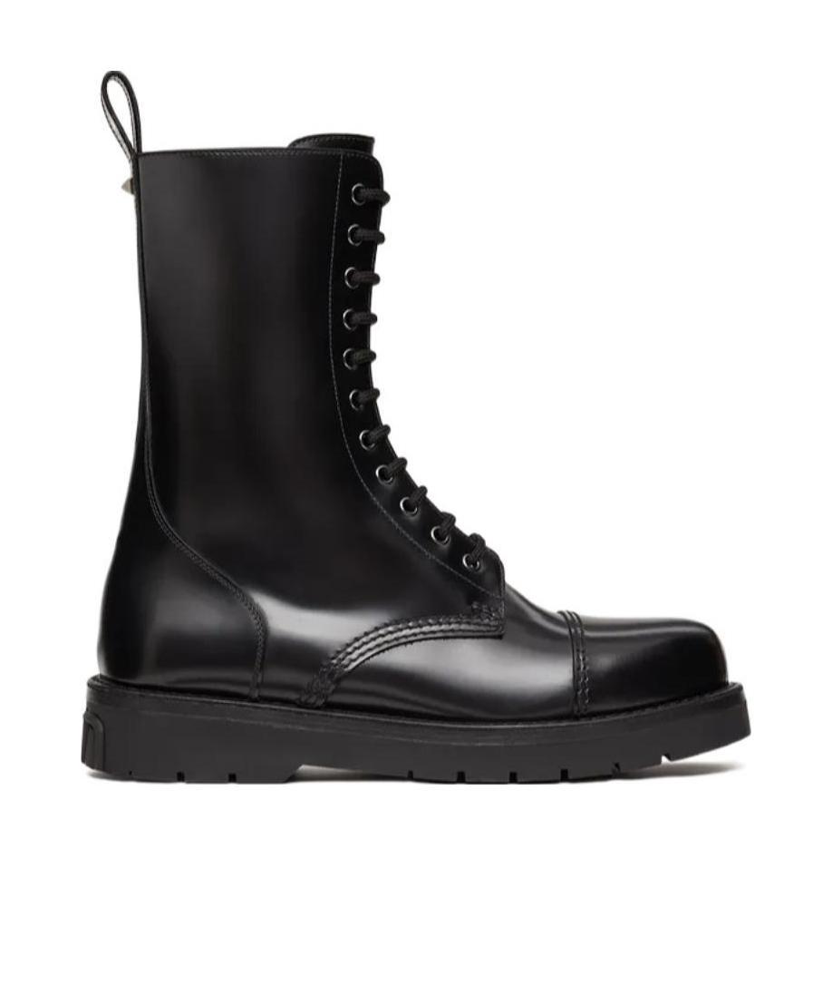 Valentino Camden Combat Boot In Black
