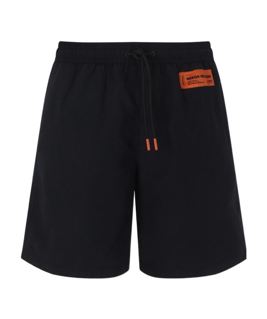 Heron Preston Logo-patch Drawstring Swim Shorts In Black