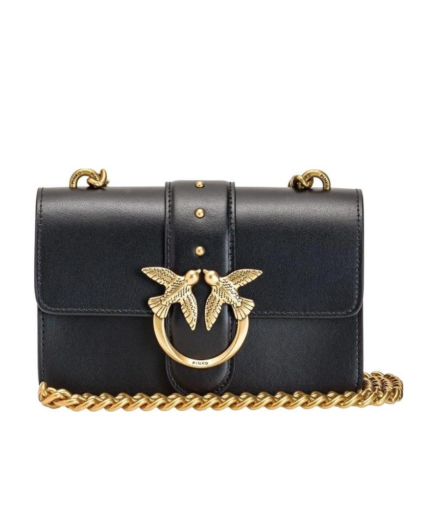 Pinko Love Leather Crossbody Bag In Black