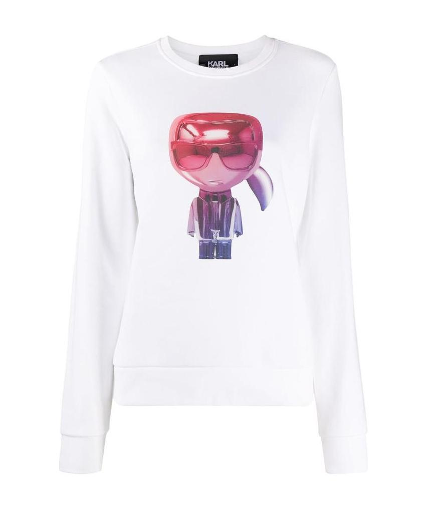 Karl Lagerfeld Long-sleeved Sweater With Logo Printing Pattern In White