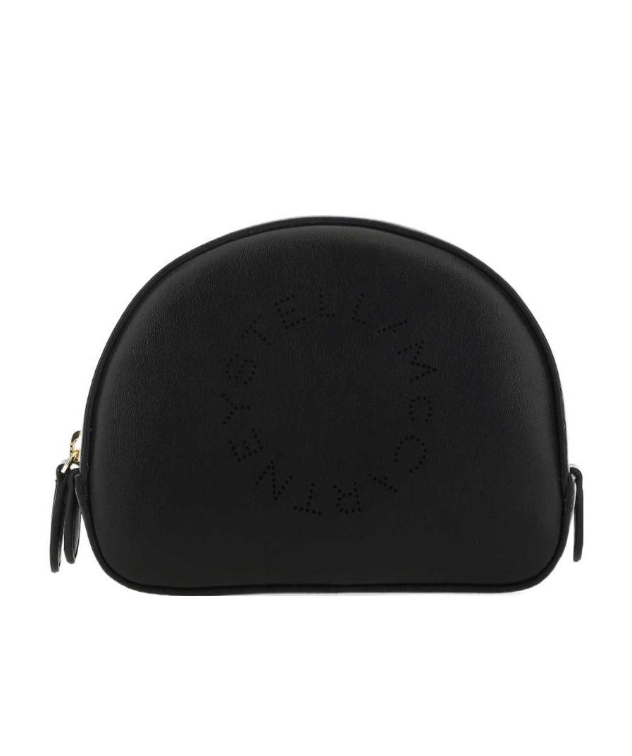 Stella Mccartney Perforated Logo-detail Make-up Bag In Black
