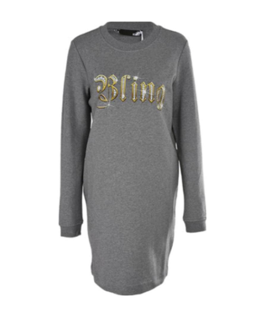 Moschino Printed Logo Dress In Gray