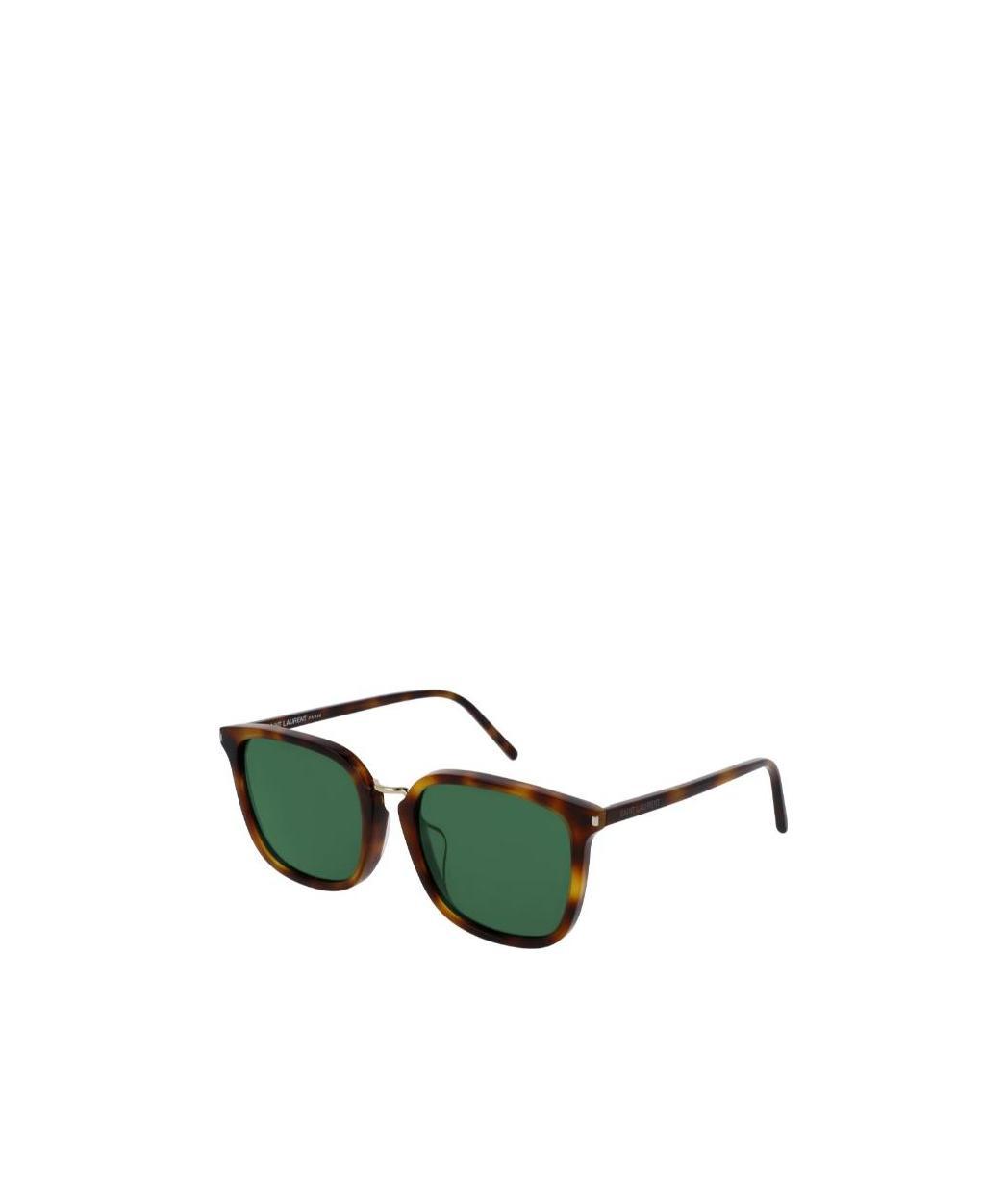 Saint Laurent Logo Details Sunglasses In Green