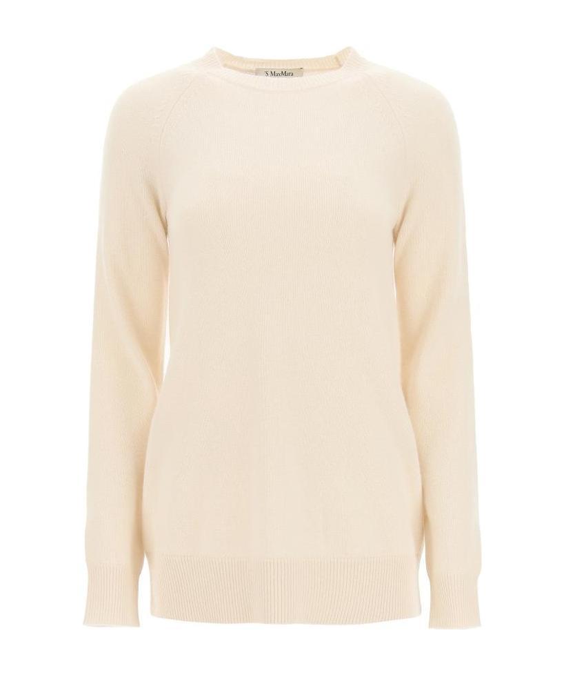 Max Mara Long Sleeve Round Neck Pullover In White