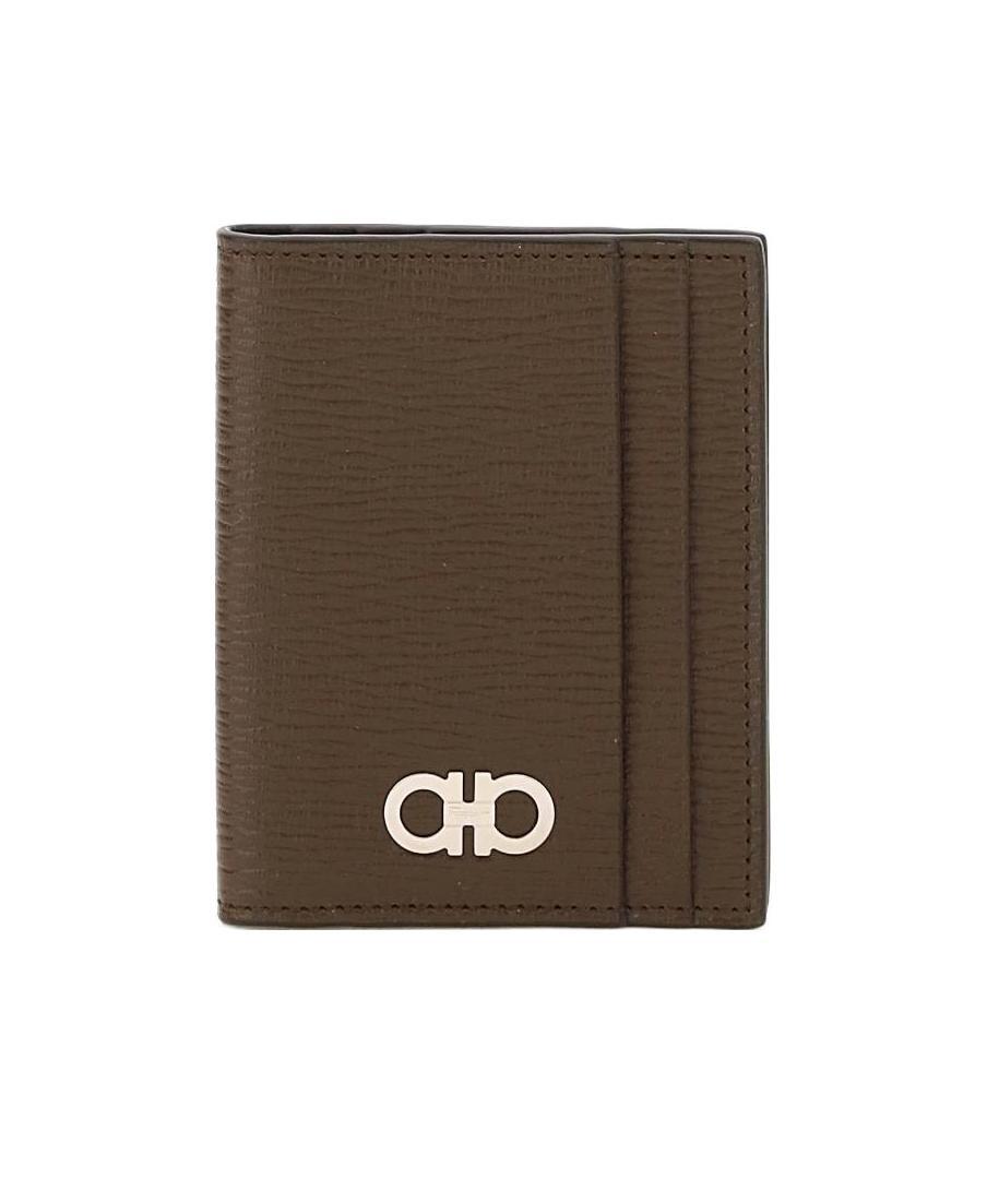 Ferragamo Bi-fold Leather Card Holder In Brown