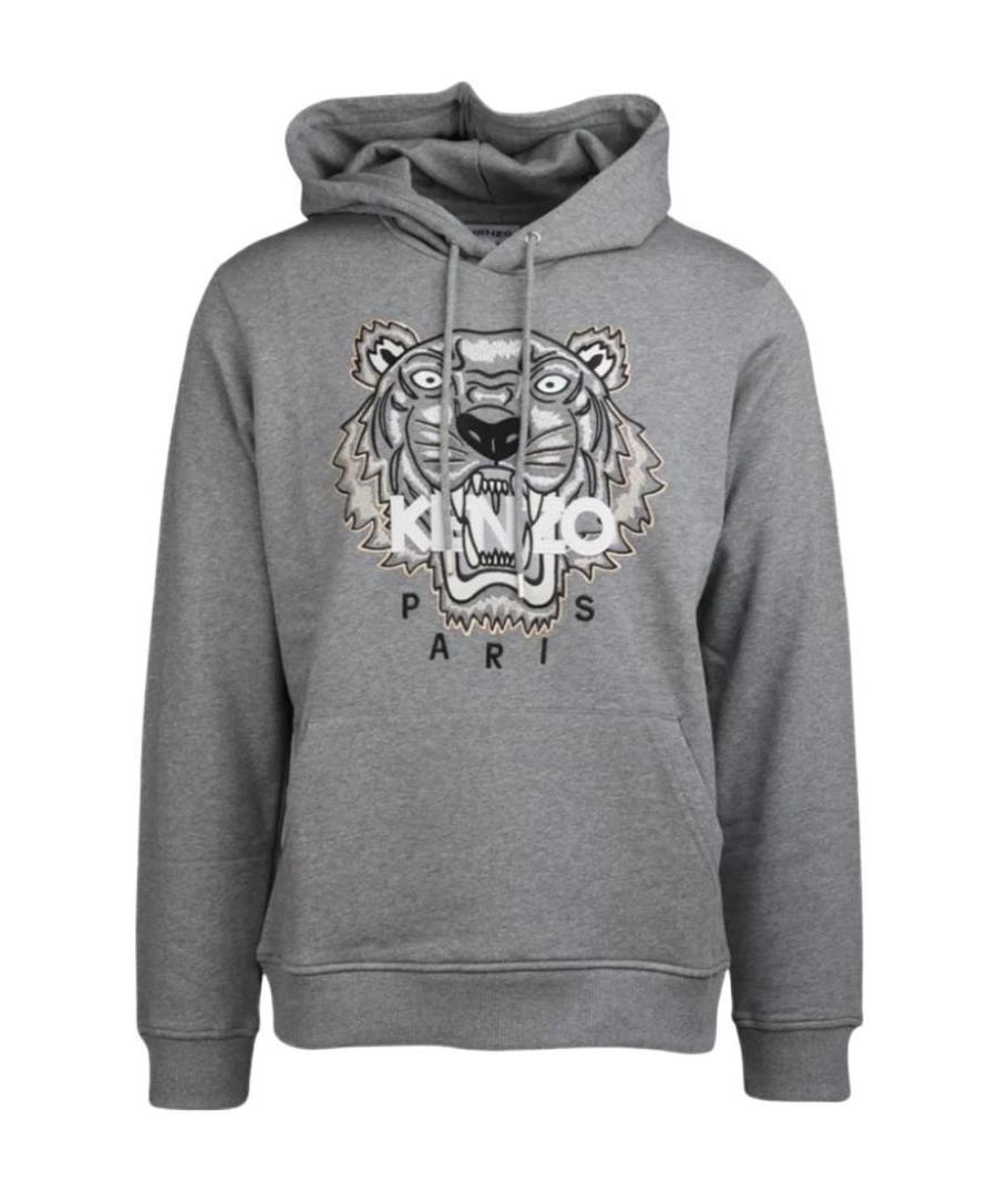 Kenzo Tiger Embroidered Relaxed Hoodie In Black