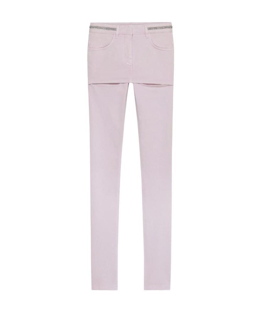 Givenchy Logo Imitation Mini Skirt Trim Slim Jeans In Purple
