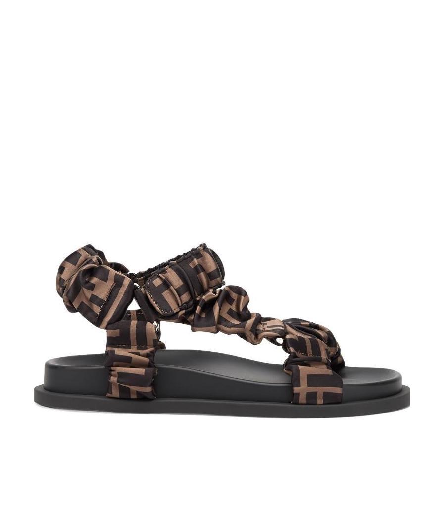 Fendi Women Feel Elastic Satin Sandals With Ff Motif In Black