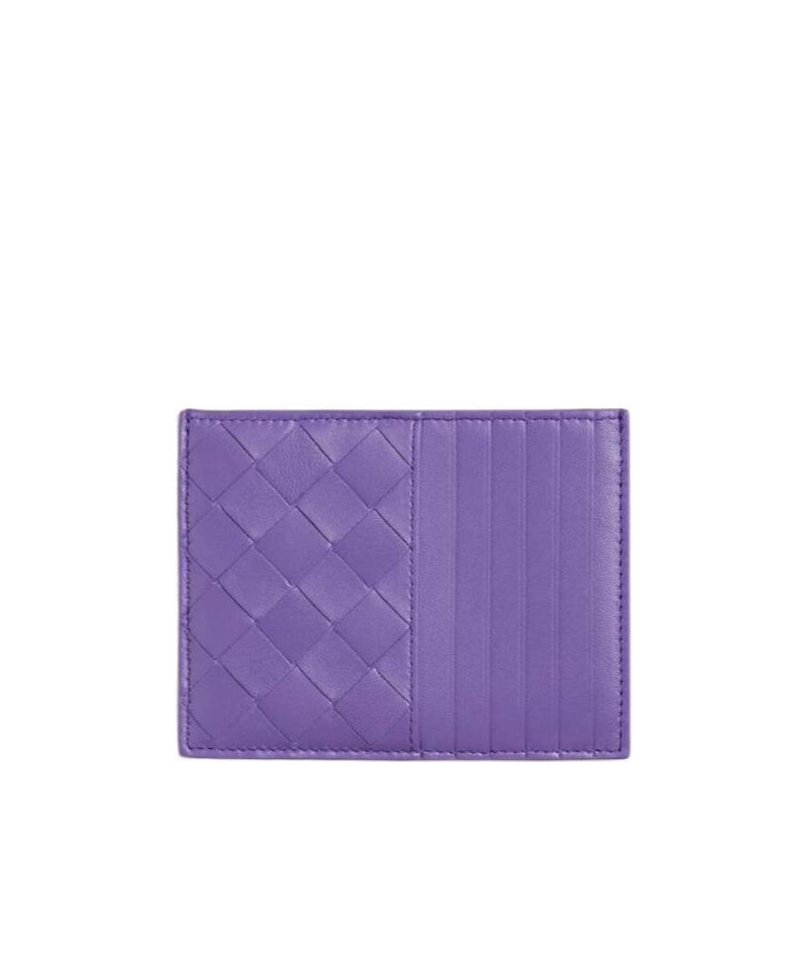 Bottega Veneta Logo Leather Card Bag In Purple