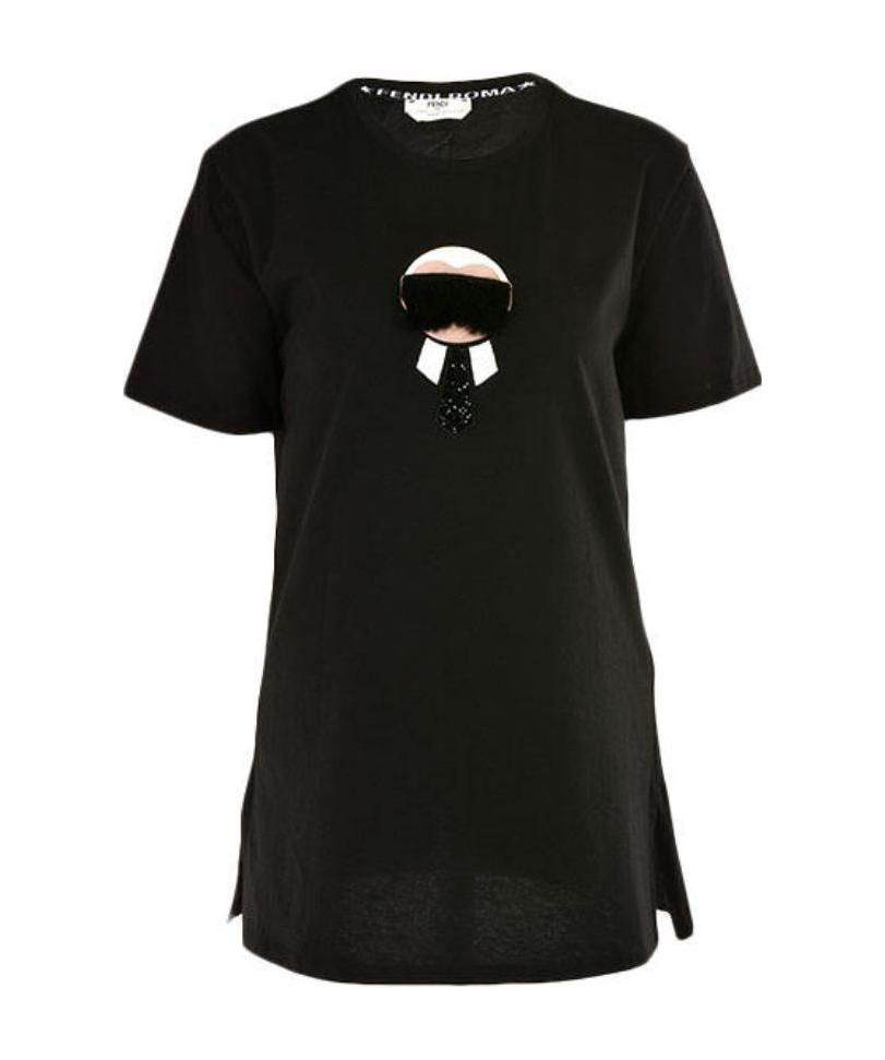Fendi Lafayette Series Round Collar T-shirt In Black