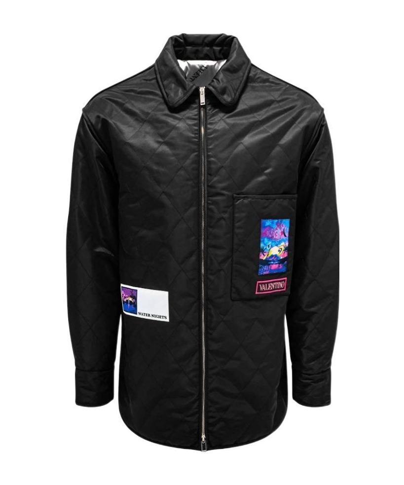 Valentino Quilted Shirt Jacket In Black