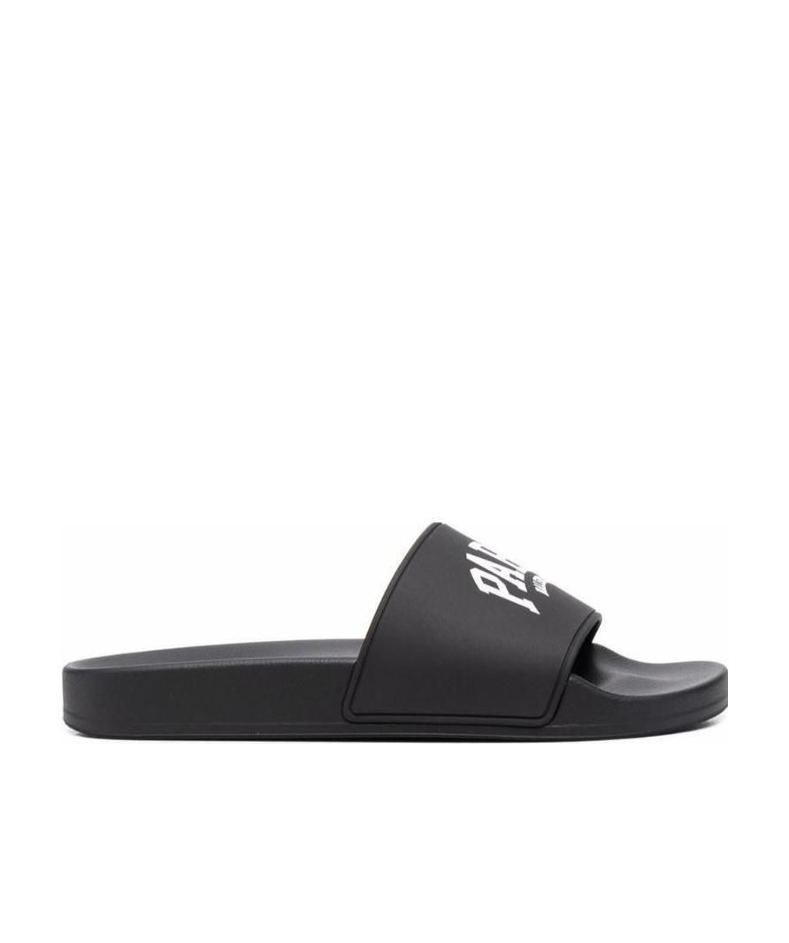 Balenciaga Logo-print Slides In Black
