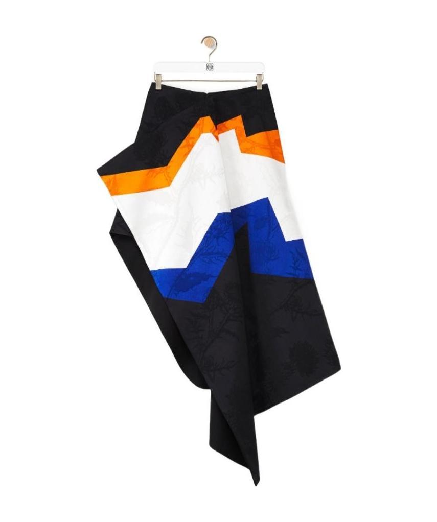 Loewe Jacquard Asymmetrical Skirt In Black