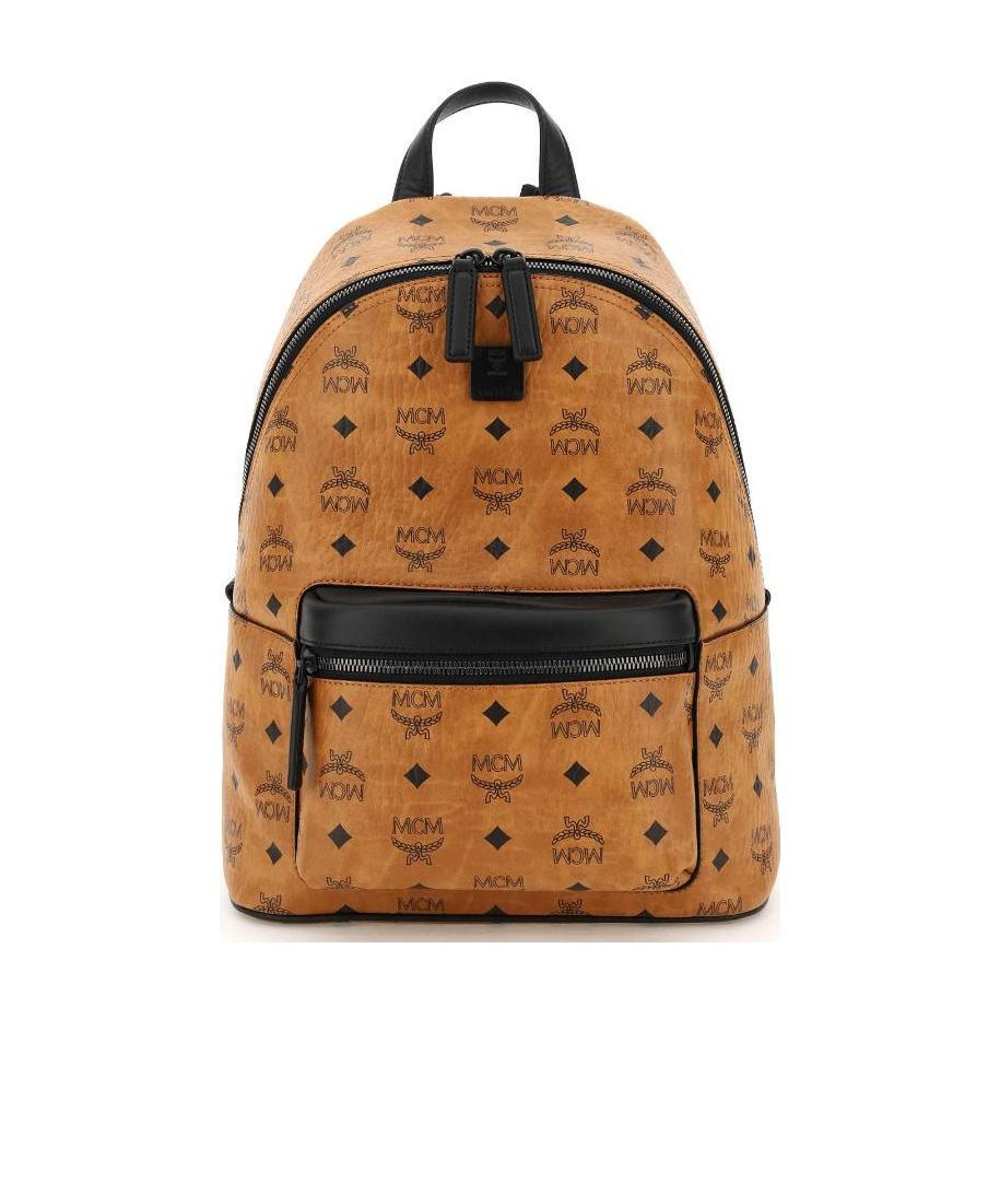 Mcm Pattern Printed Backpack In Brown