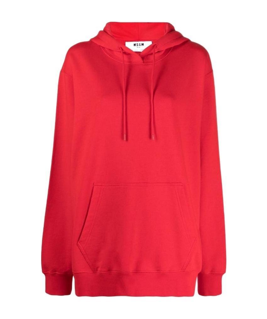 Msgm Logo-print Cotton Hoodie In Red