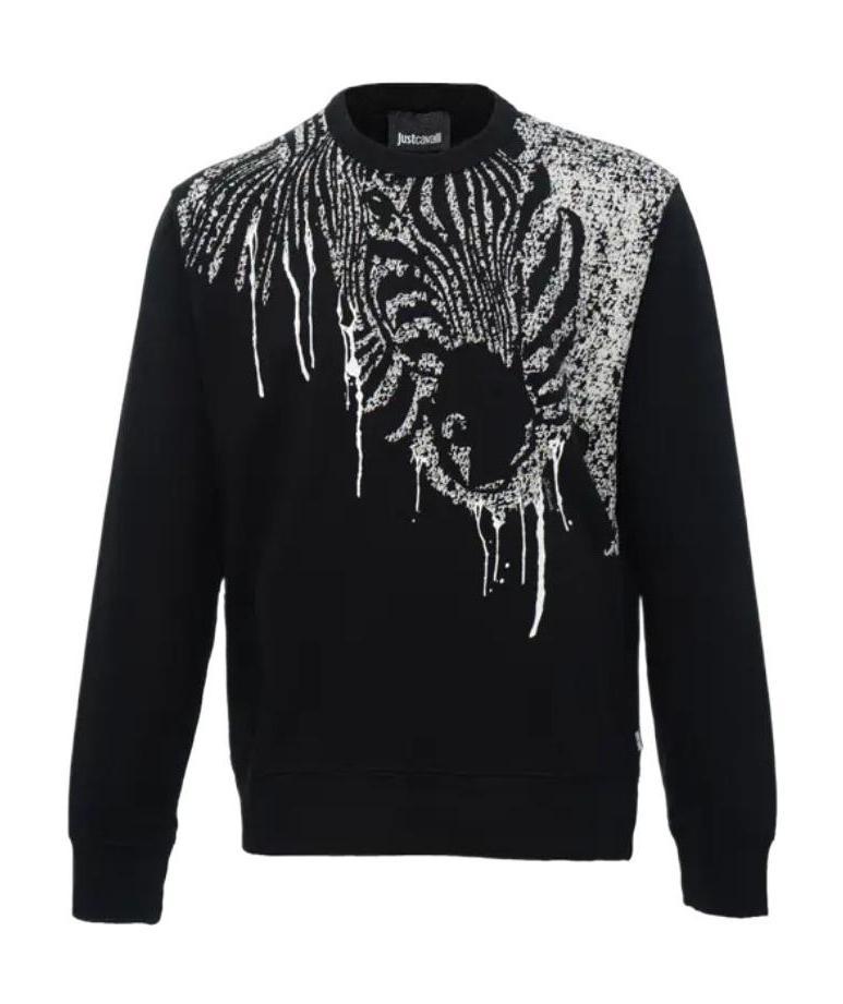 Just Cavalli Round-necked Sweater In Black