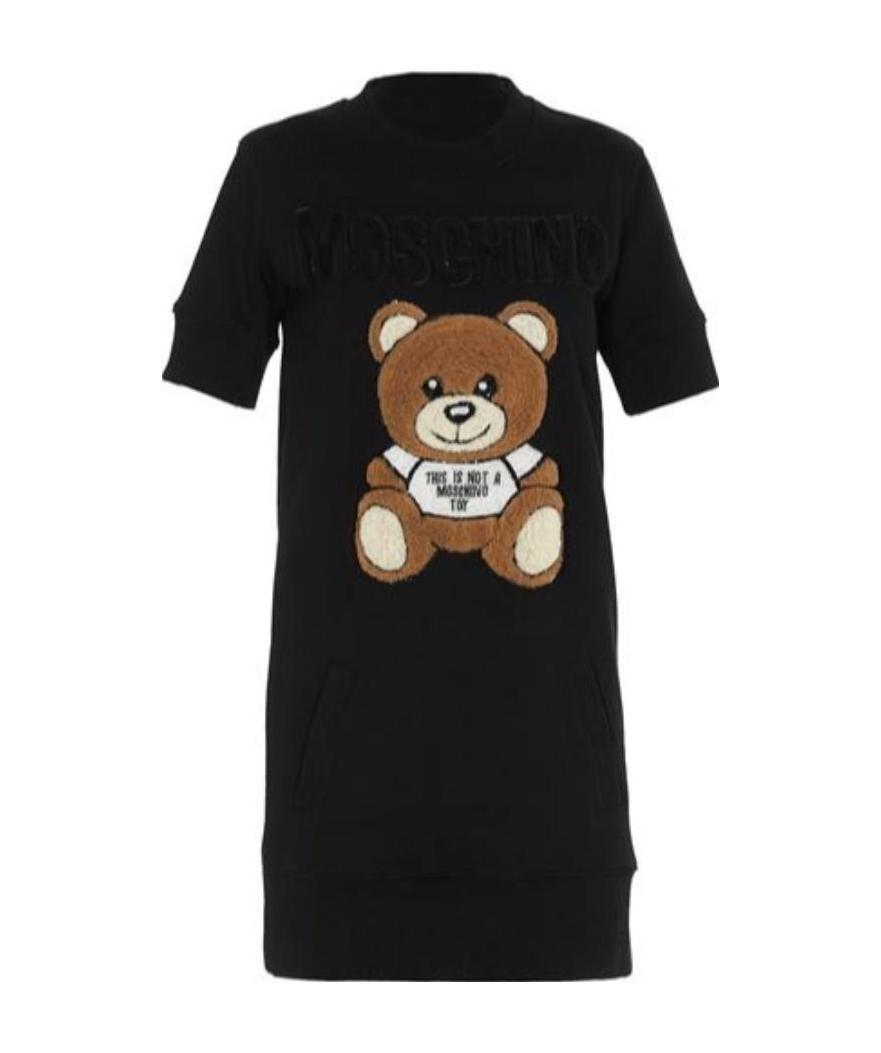 Moschino Teddy Bear Embroidered Dress In Black
