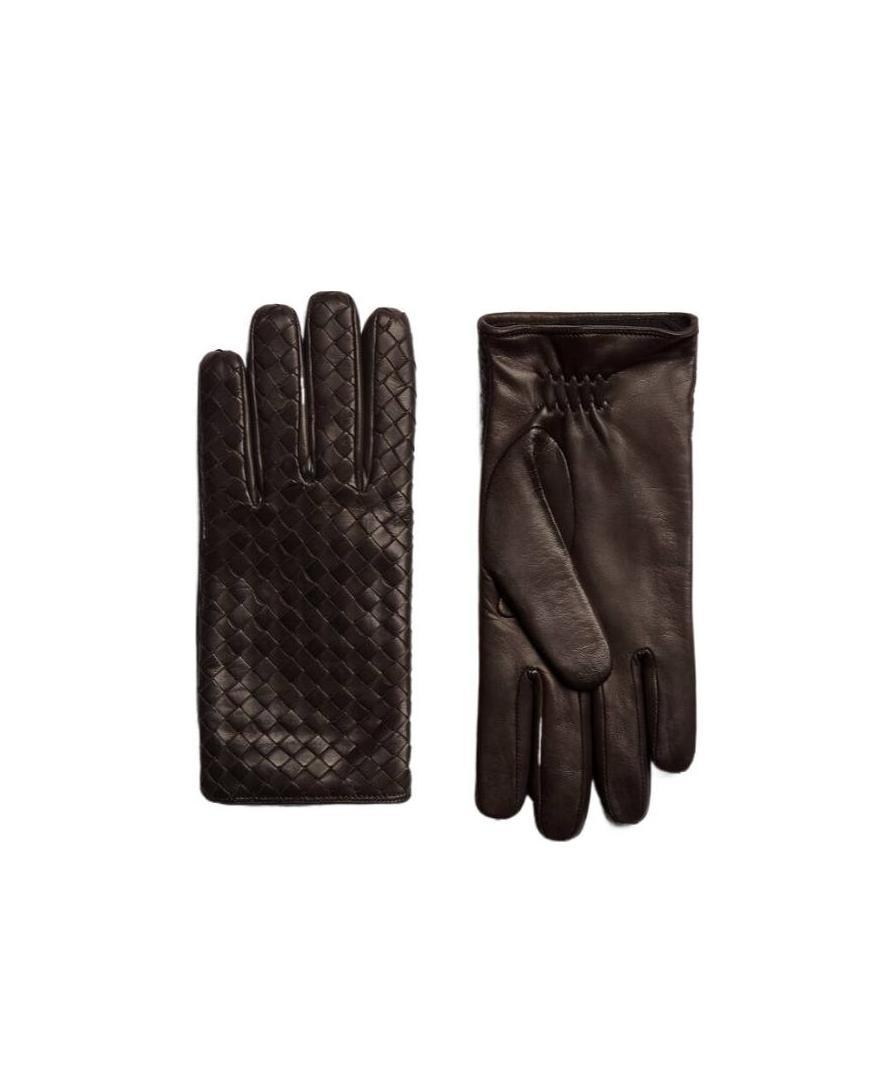 Bottega Veneta Intrecciato Braided Gloves In Black