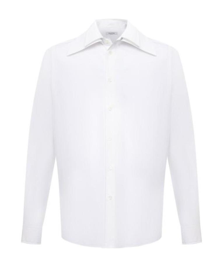 Valentino Poplin Cotton Shirt With Hidden Buttoning In White