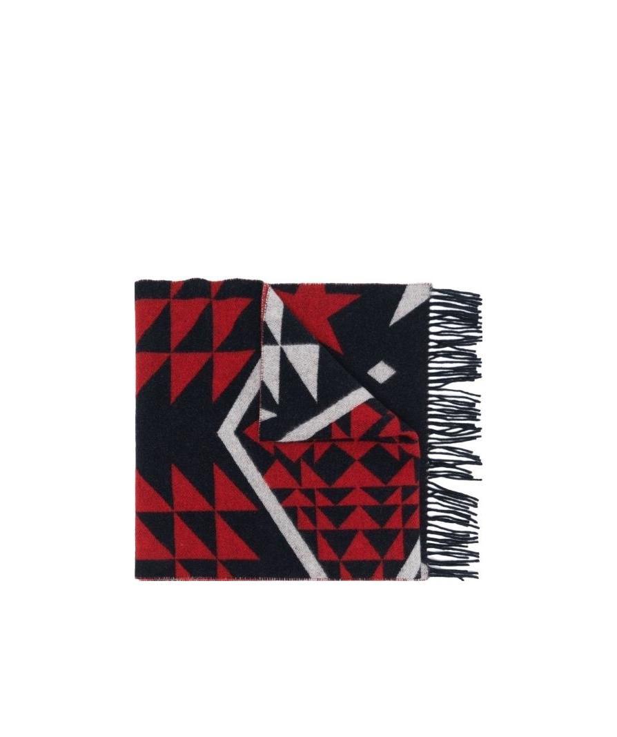 Moncler Geometric Pattern Wool Scarf In Black
