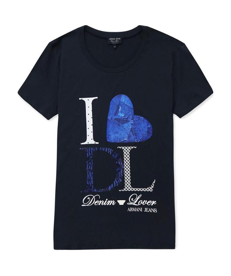 Armani Jeans Round-necked Logo T-shirt In Black