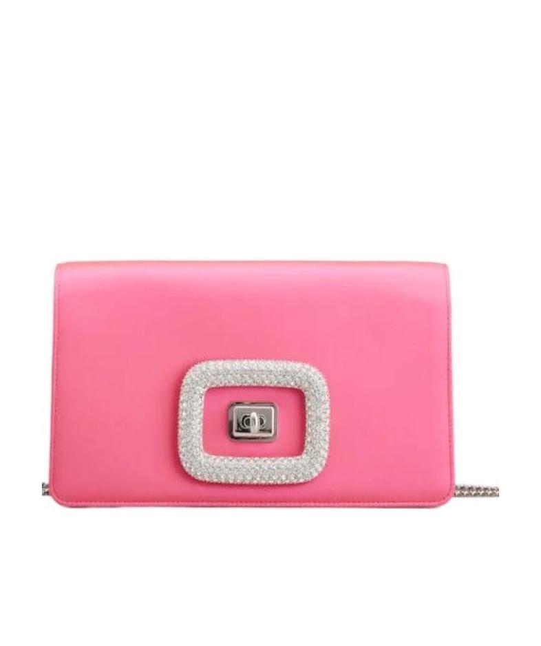 Shop Roger Vivier Viv' Choc Jewel Mini Bag In Satin In Pink