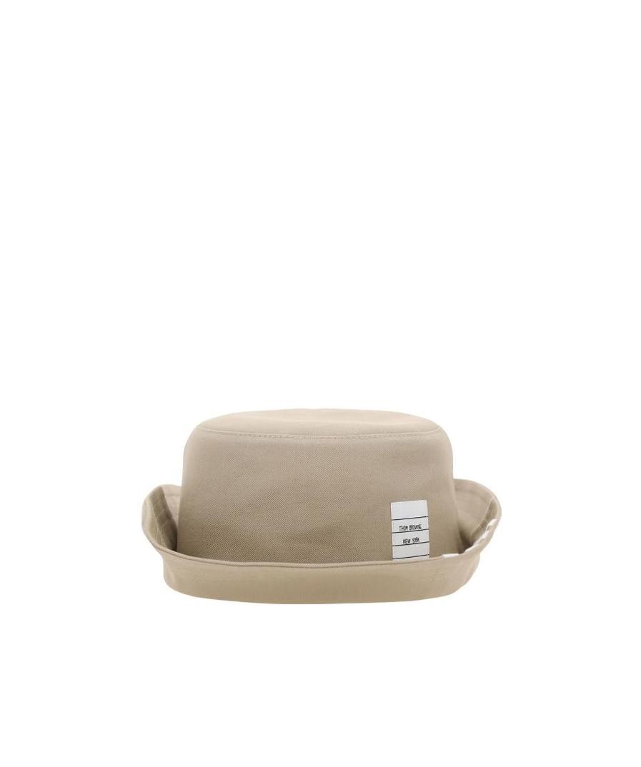 Thom Browne 4-bar Cotton Bucket Hat In Nude