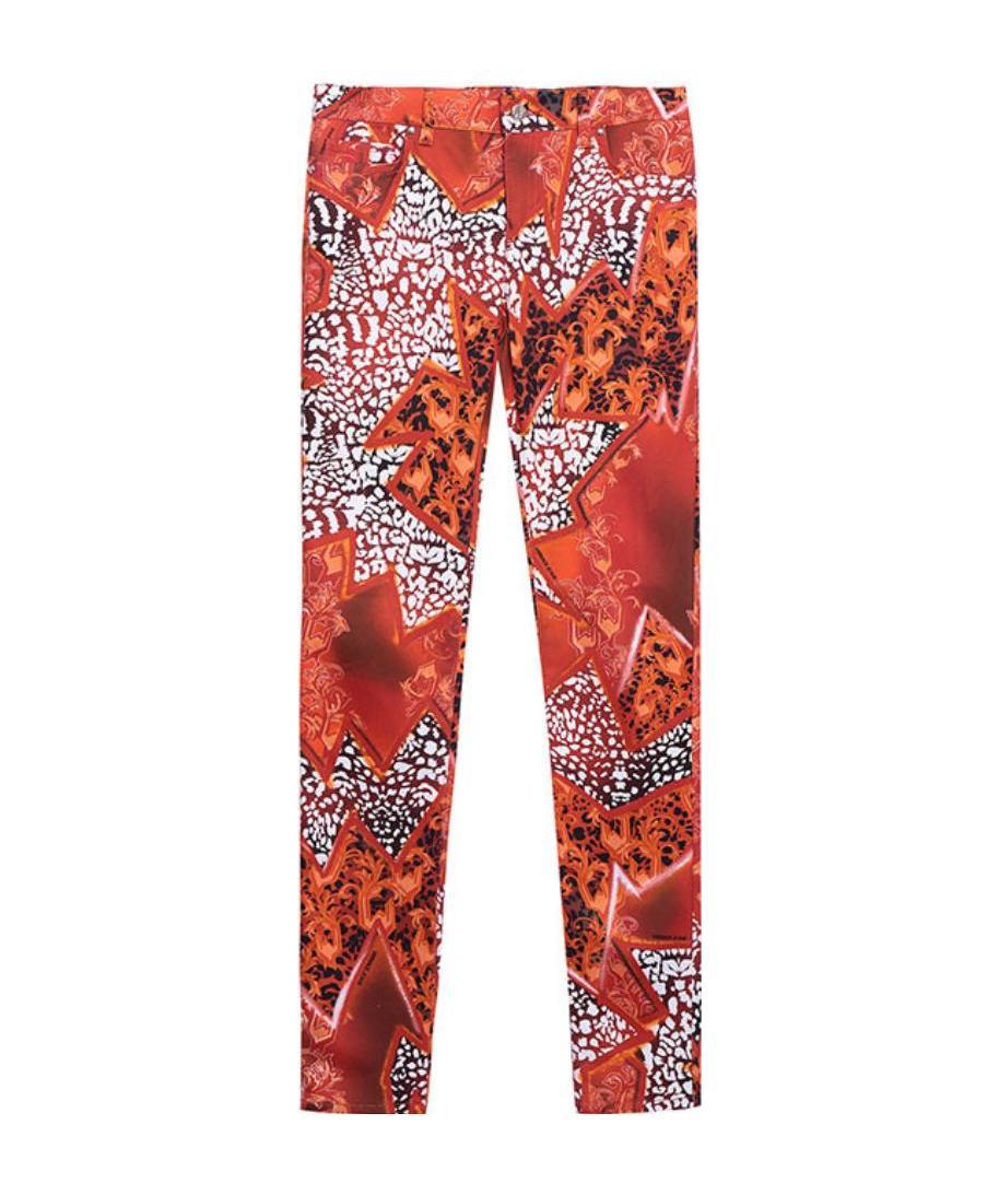 Versace Jeans Printed Casual Pants In Red