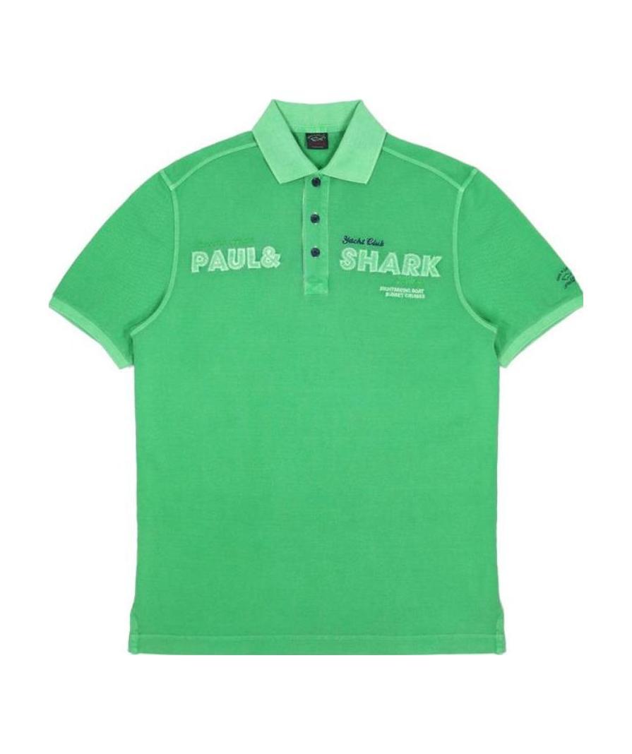 Shop Paul & Shark Logo Lapel Polo Shirt In Green