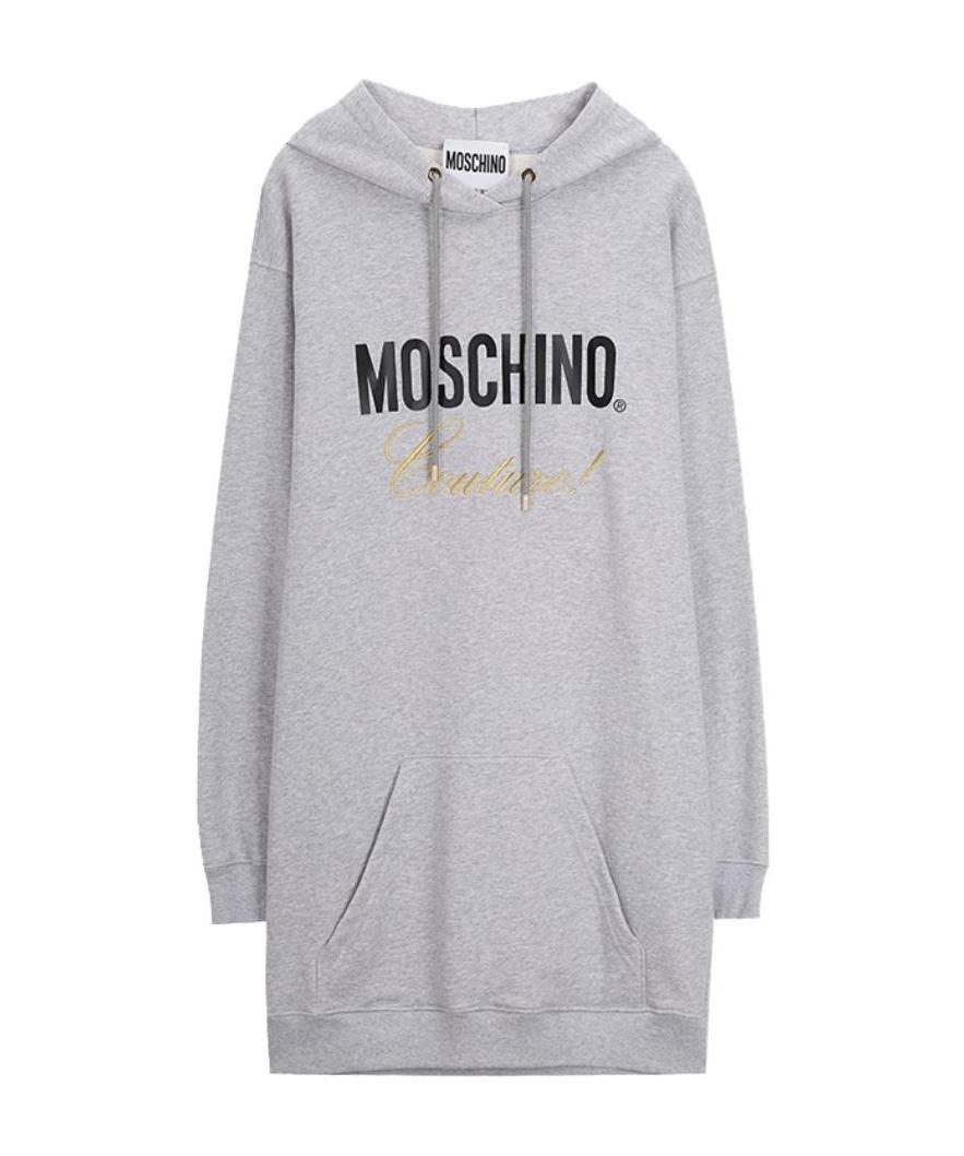 Moschino Logo Printed Dress In Gray