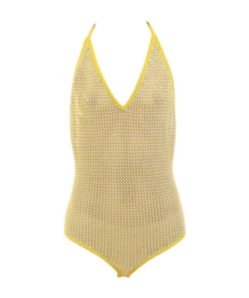 Bottega Veneta Knitted Halterneck Bodysuit In Yellow