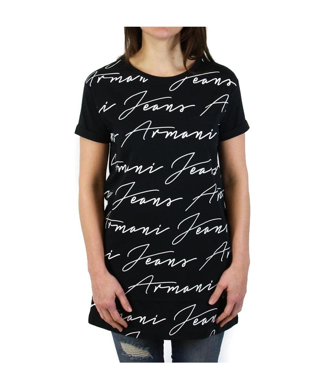 Armani Jeans Printed Letter T-shirt In Black
