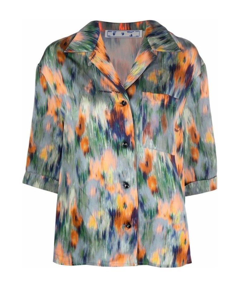 Off-white Abstract-print Bowling Shirt In Multicolor