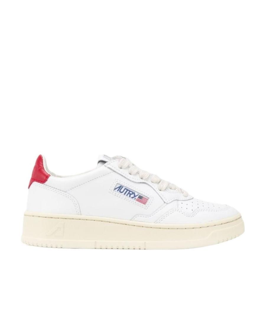Autry Low Top Leather Sneakers With Perforated Sole In White