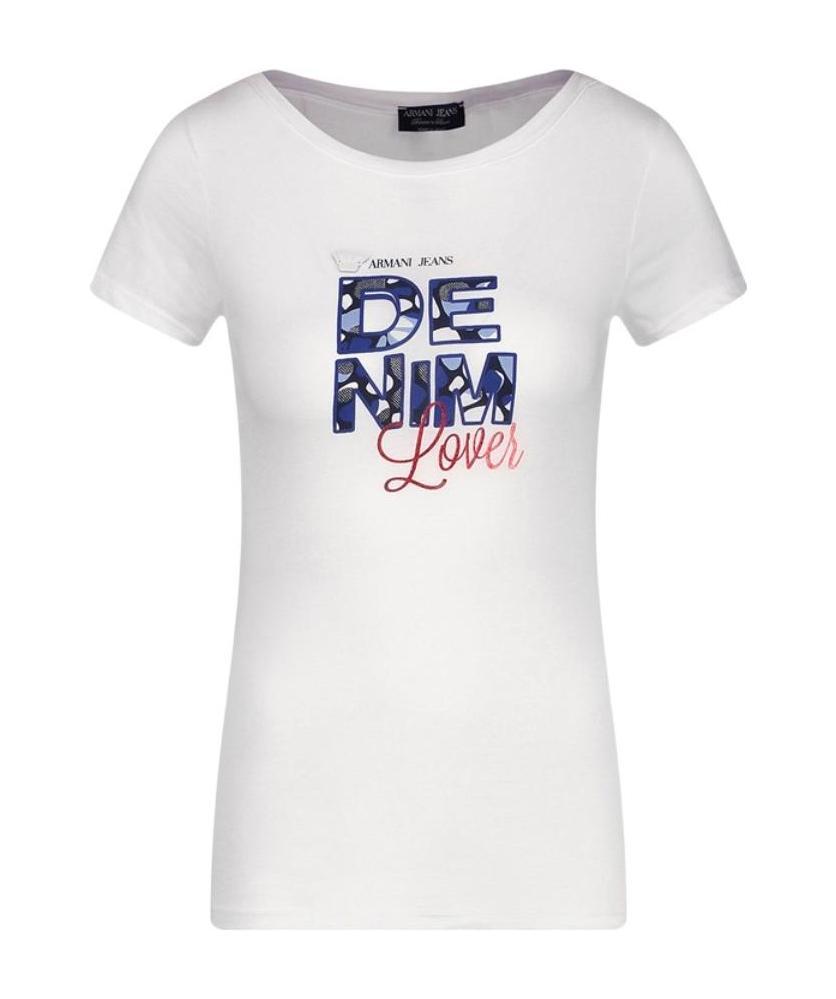 Armani Jeans Logo Letter Printed Short-sleeved T-shirt In White