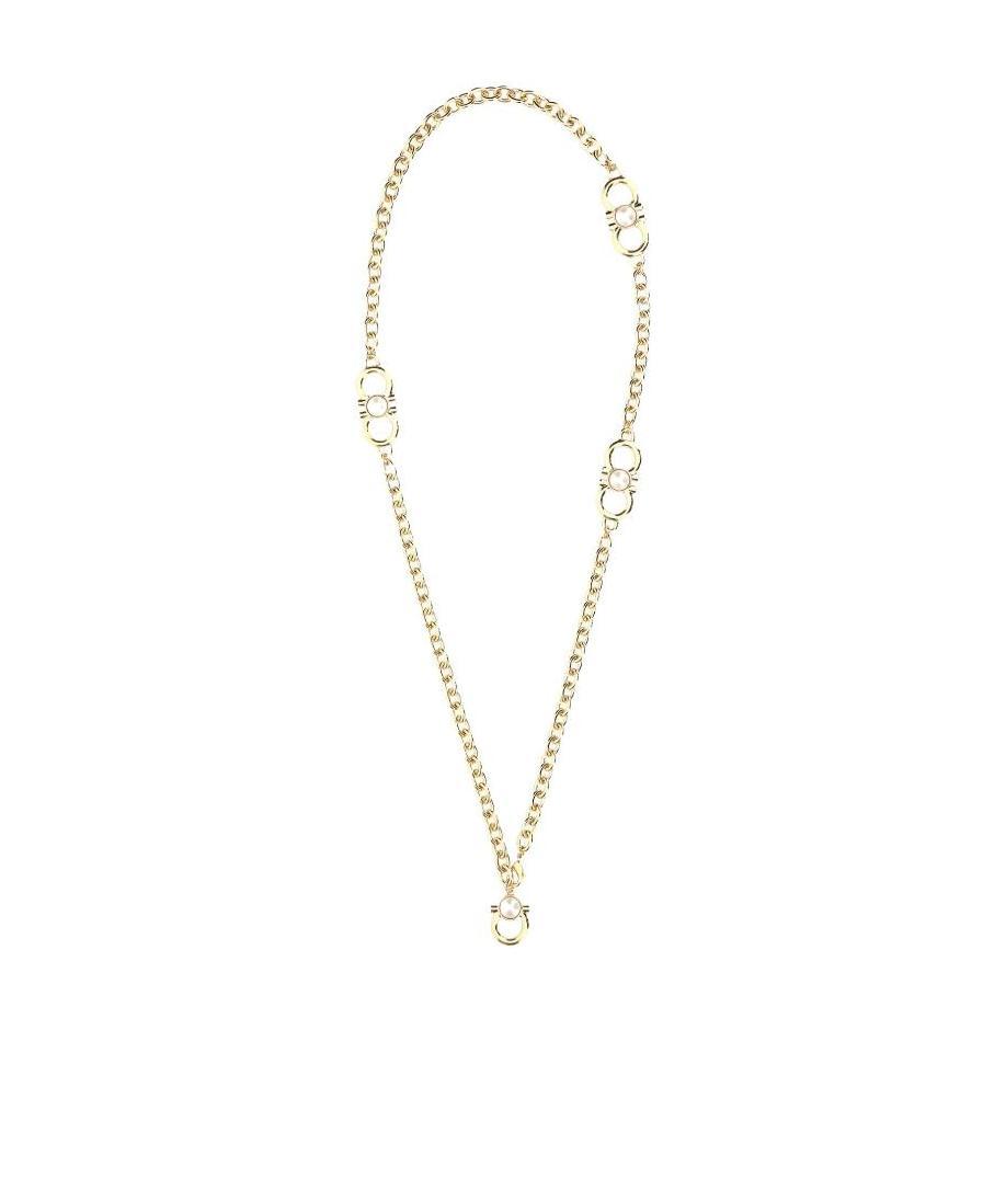 Ferragamo Chain Link Pendant Necklace In Yellow