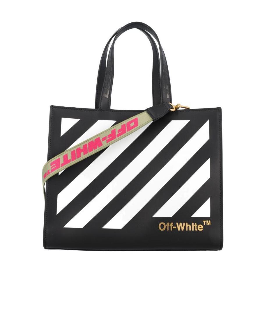 OFF-WHITE DIAG HYBRID SHOP 28 LEATHER TOTE BAG