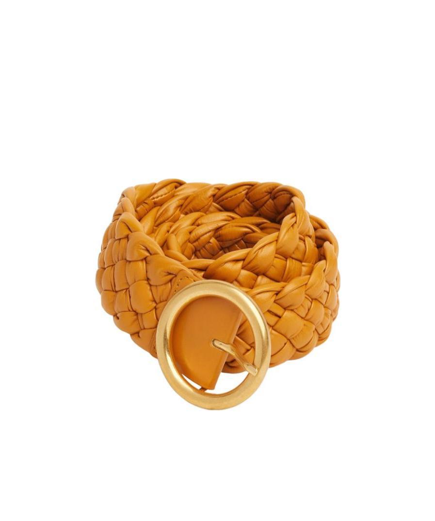 Bottega Veneta Logo Woven Belt In Orange