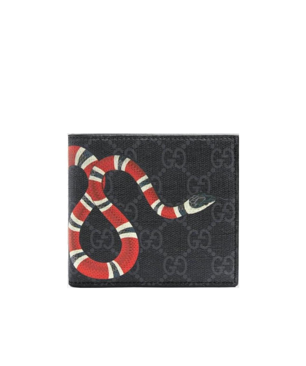 Gucci Kingsnake Print Gg Supreme Wallet In Blue