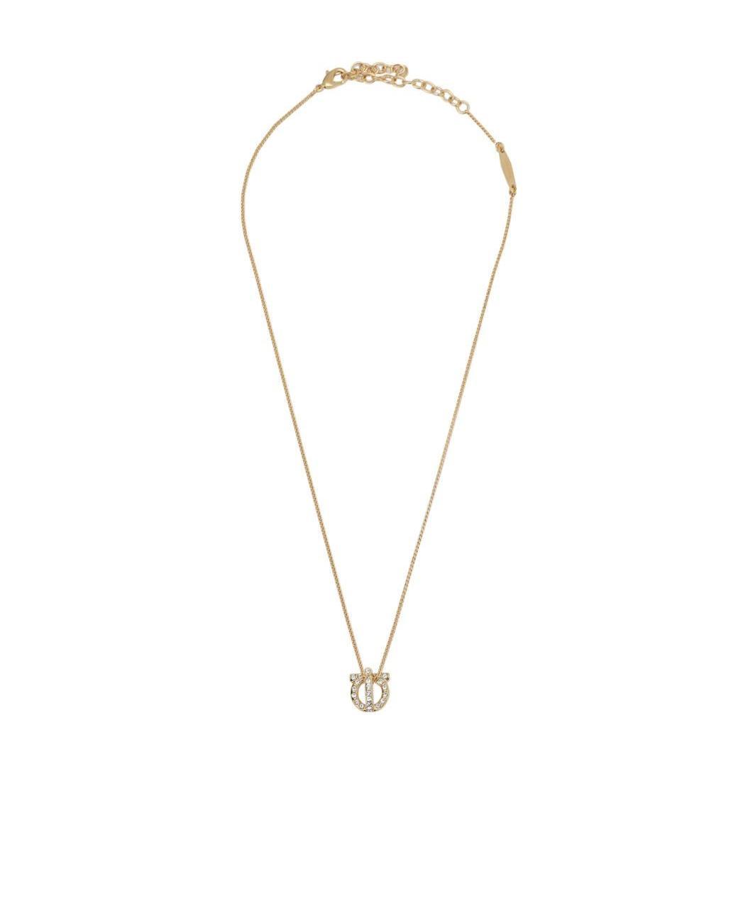 Ferragamo Gancini Crystal- Embellished Necklace In Yellow